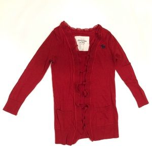 ABERCROMBIE & FITCH WOMENS BUTTON CARDIGAN RUFFLE